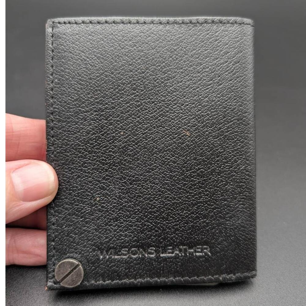 Wilsons Leather Card Holder Black with 10 Plastic Card Inserts Organizer Storage